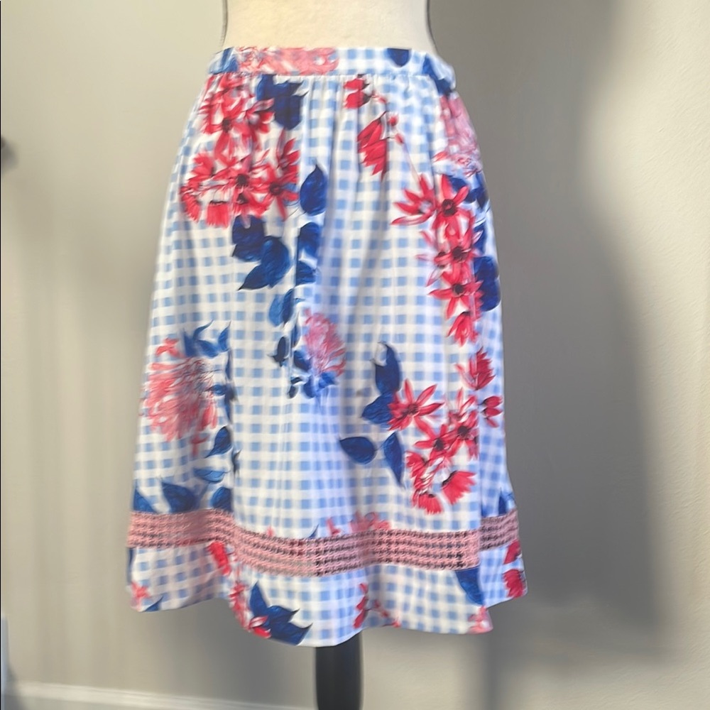 Draper James A-Line Knee-Length Red and Blue Skirt Size 6 - Picture 3 of 10
